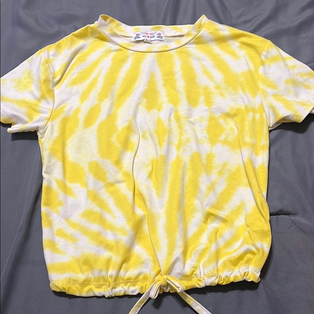Poof! Yellow and White Tie-Dye Short Sleeve Tee
